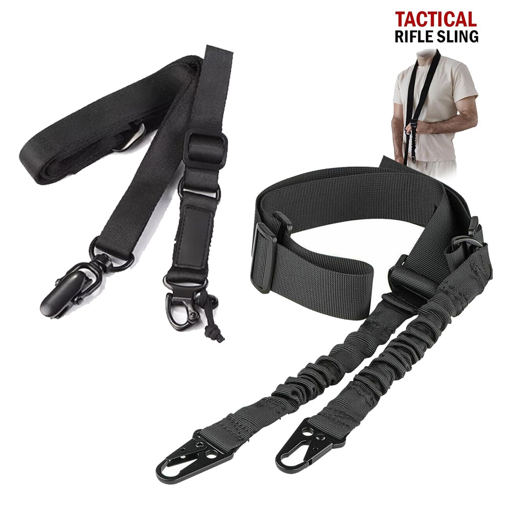 Tactical 1 or 2 Point Sling Adjustable Gun Rifle Strap Military Army Buckle Hook