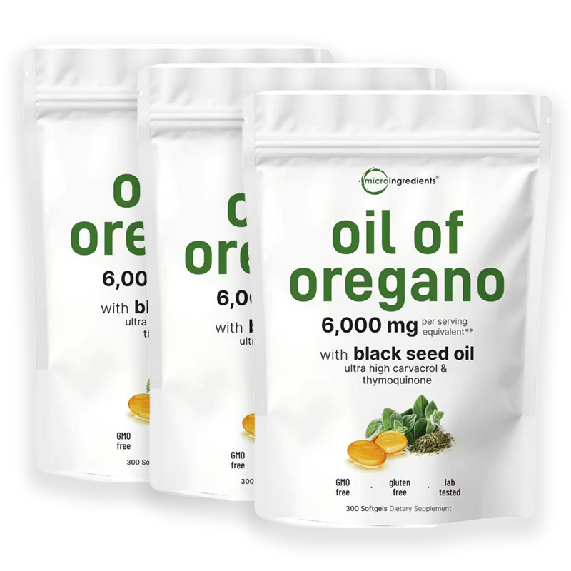 3PACK-Oil of Oregano Softgels with Black Seed Oil - 6000mg Oregano Oil