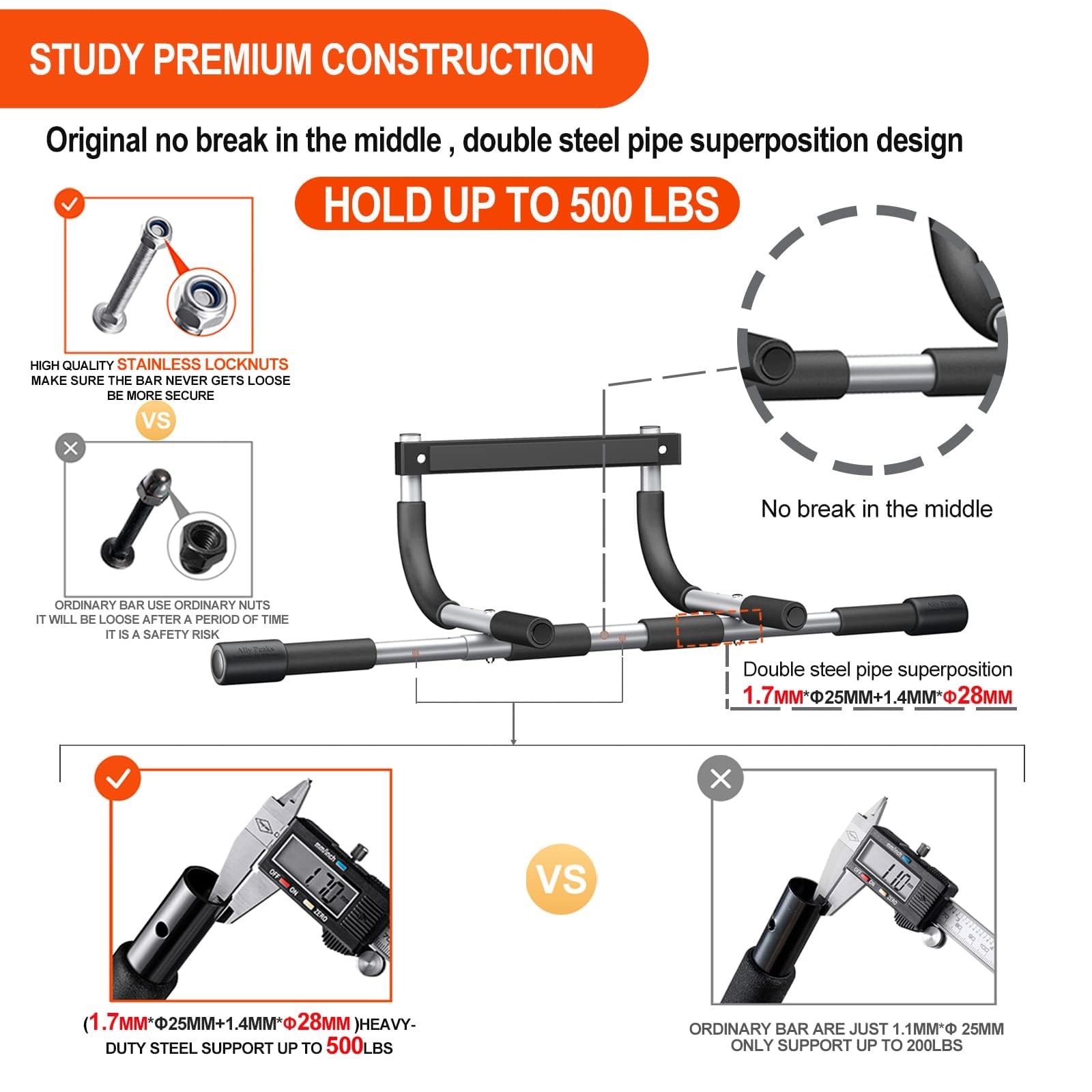Pull Up Bar for Doorway,Multiple Levels Width Adjustable Pull Up Bar Accurate...