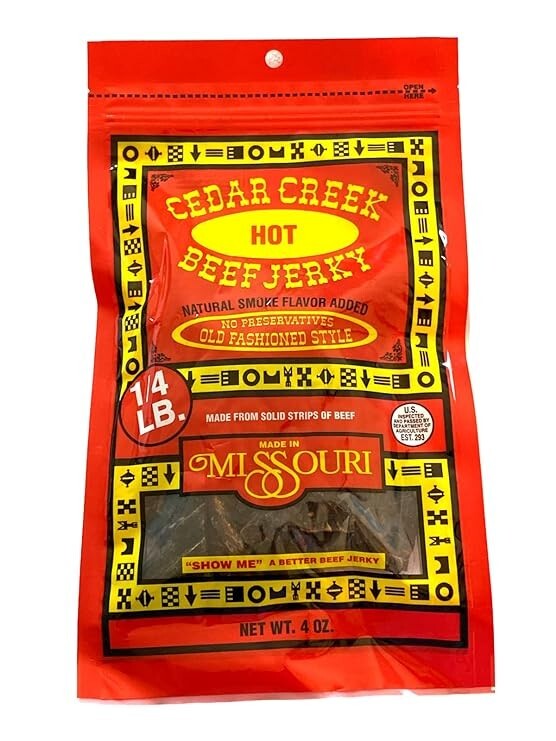 Cedar Creek Beef Jerky Variety Pack, 4x 4 oz Bags Original, Pep, Hot & Teriyaki
