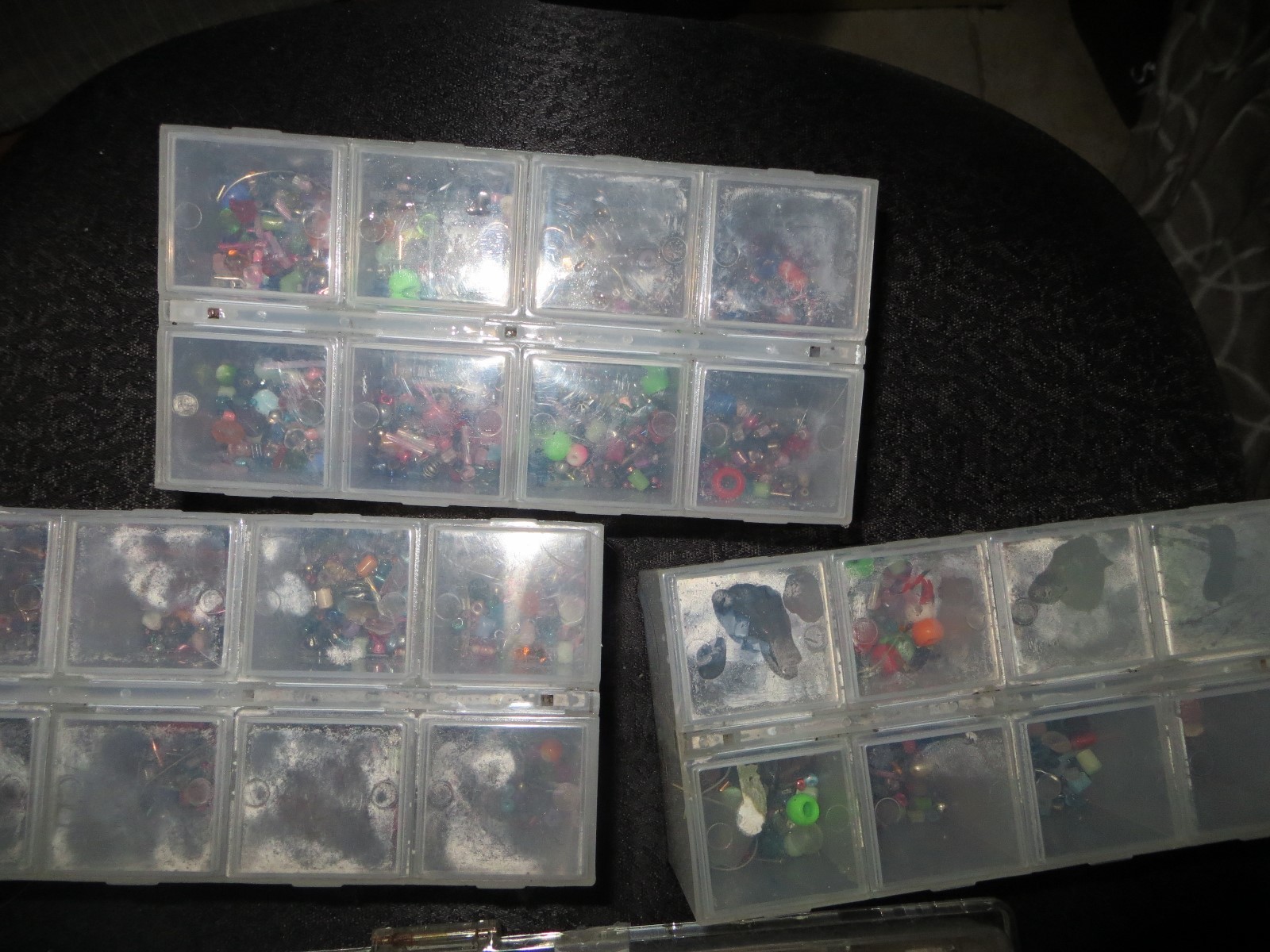 4 Bedazzle Bead/ Crafting Plastic Organizer Boxes With Beads, etc.