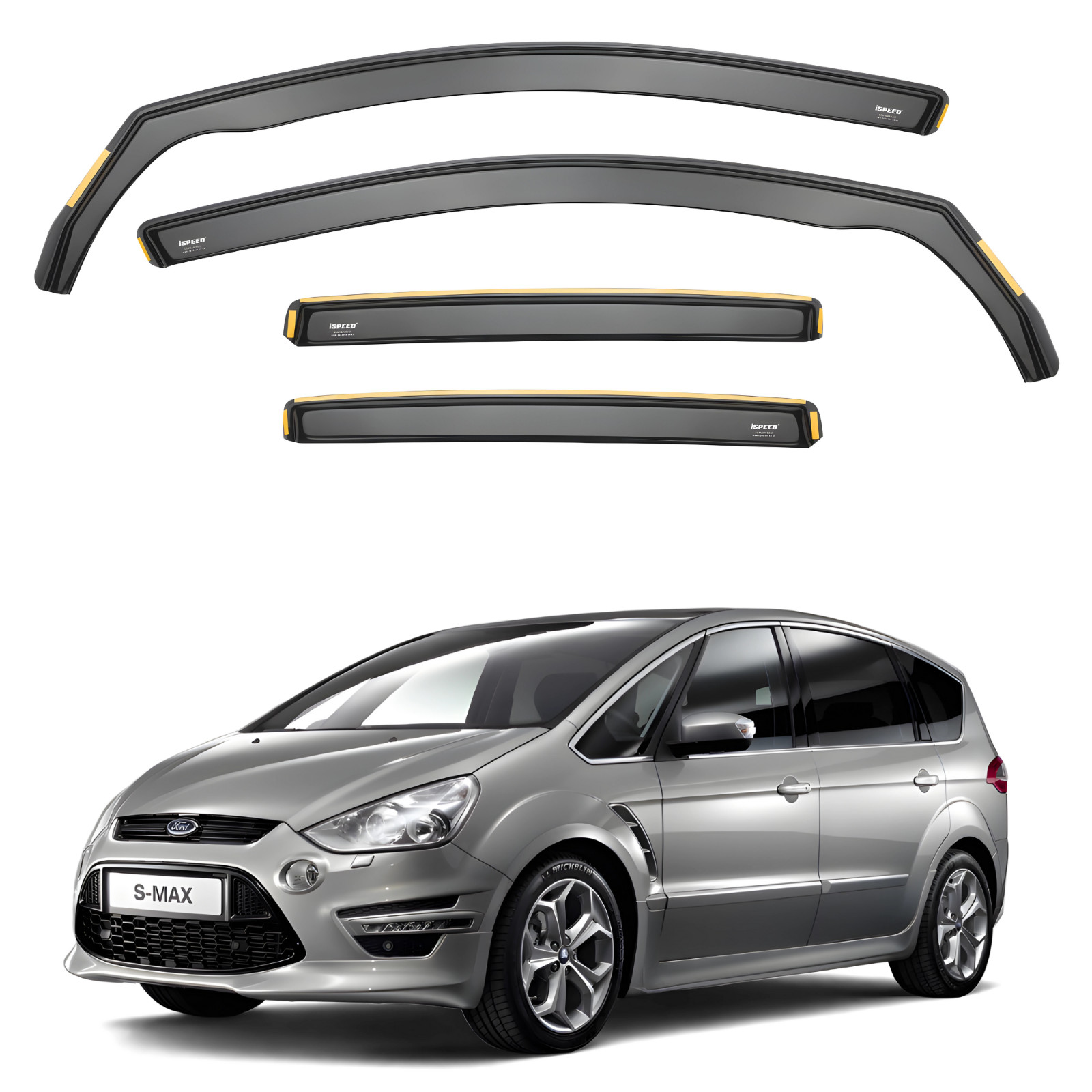 ISPEED Wind Deflectors for Ford S-Max MK1 Facelift 2010-2015 5-Door MPV 4pc Set