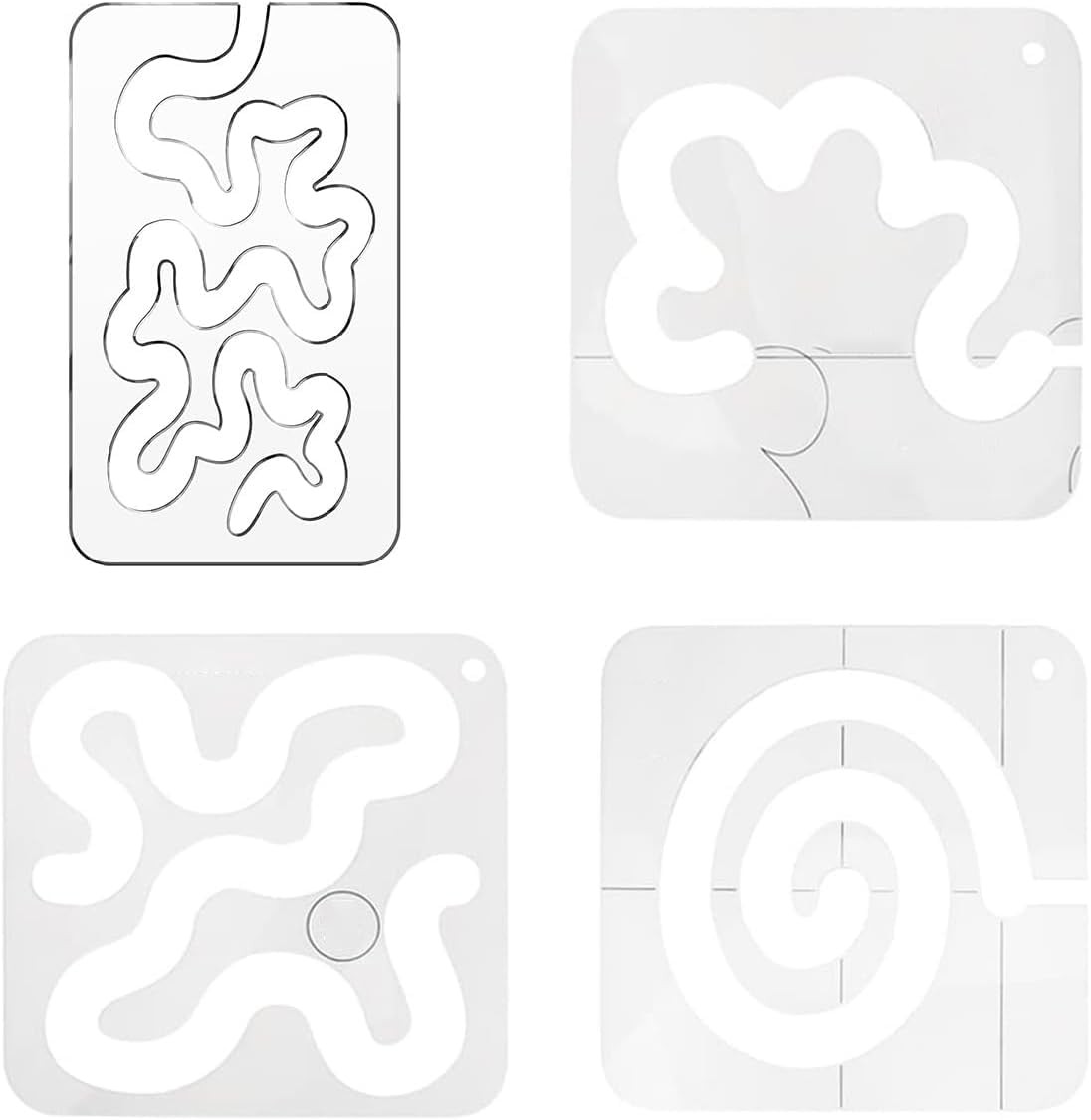 Clear Acrylic Free Motion Quilting Templates Swirl Pattern 5.56.3 Inch 4 PCS
