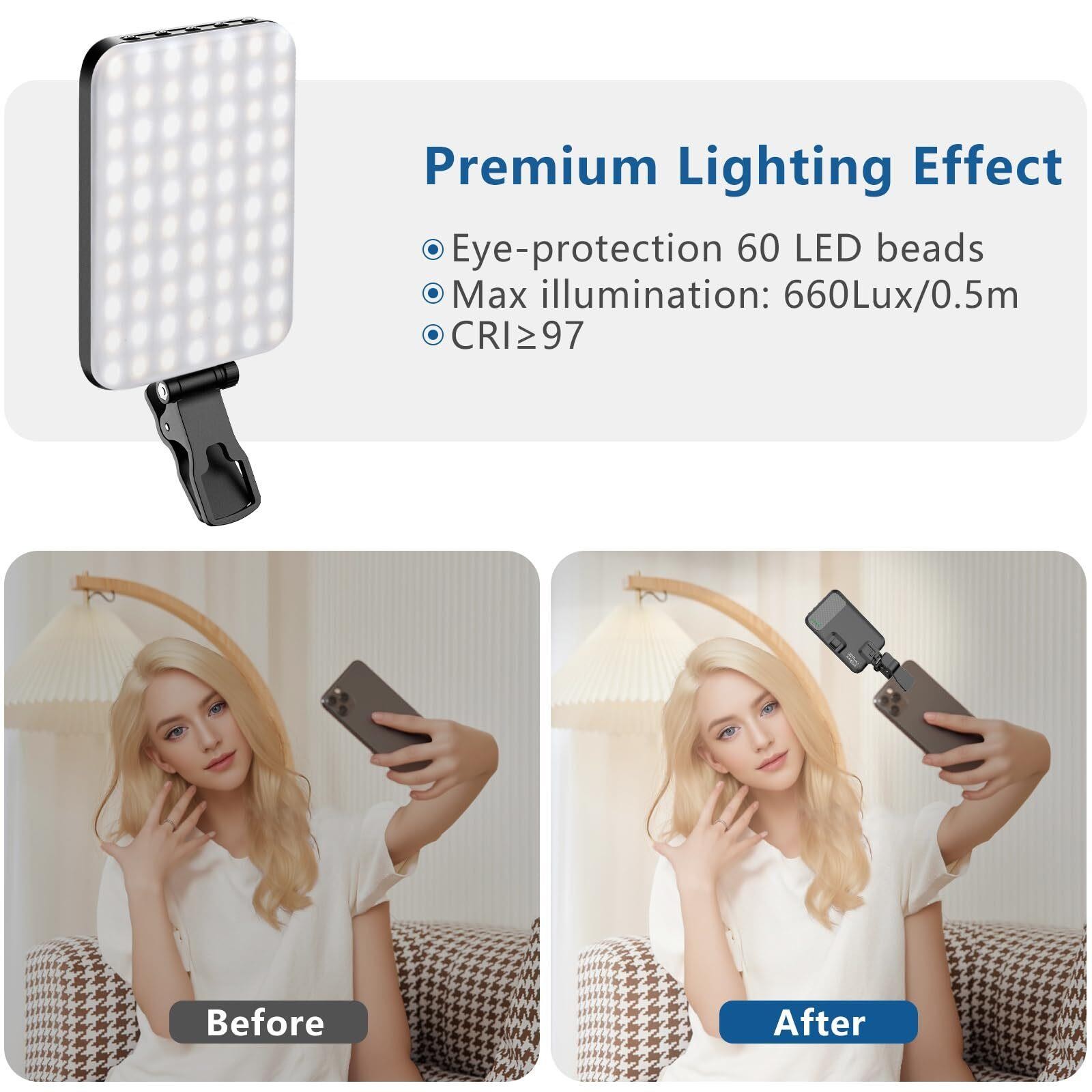 ALTSON 60 LED Portable Selfie Light Video Conference Lighting with Clip & Camera