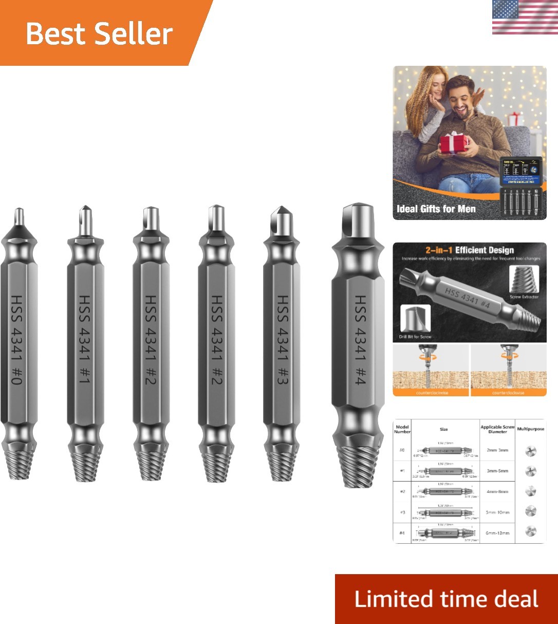 Versatile 6 PCS Extractor Set - Effortless Stripped Screw Removal for DIYers