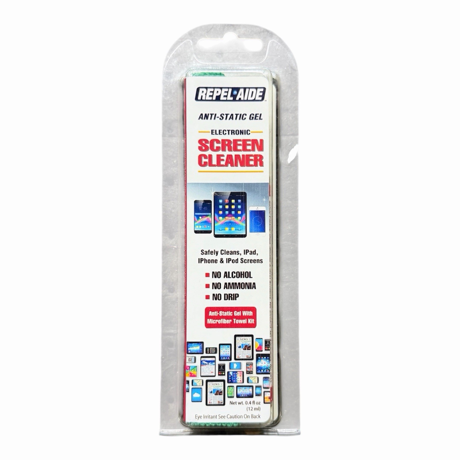 Repel-Aide Anti-Static Gel Screen Cleaner Kit Microfiber Towel New 2 Pack