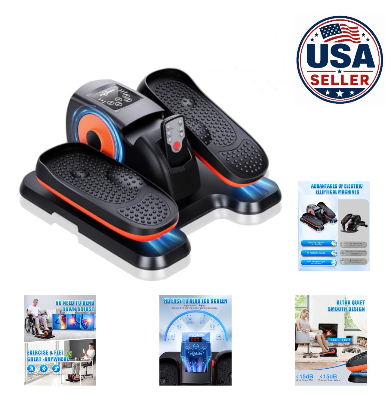 Under Desk Elliptical Machine Electric Leg Exerciser for Seniors 12 Speed