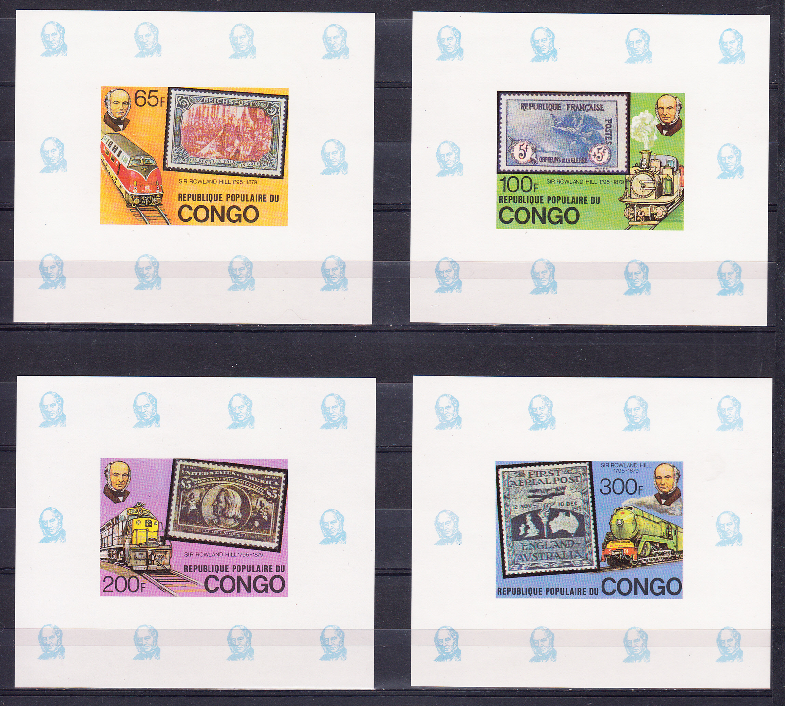 W CONGO PEOPLE REPUBLIC 0499-502 DL SIR ROWLAND HILL LOCOMOTIVES DE LUXE SS