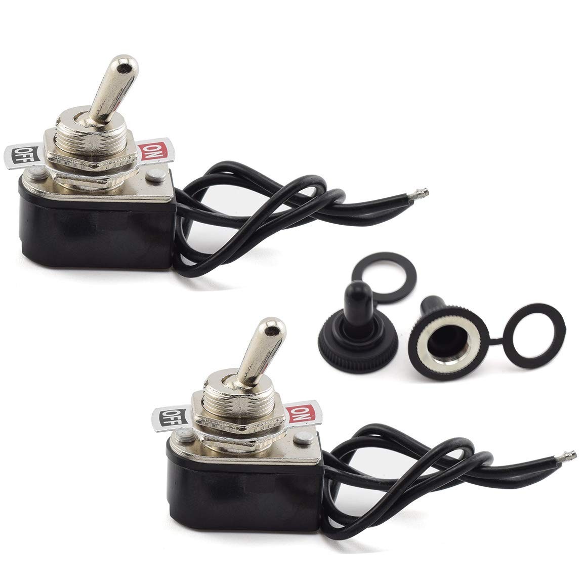 2 PCS Toggle Switch 6A 125V 3A 250V AC SPST ON/Off Heavy Duty Rocker Leads