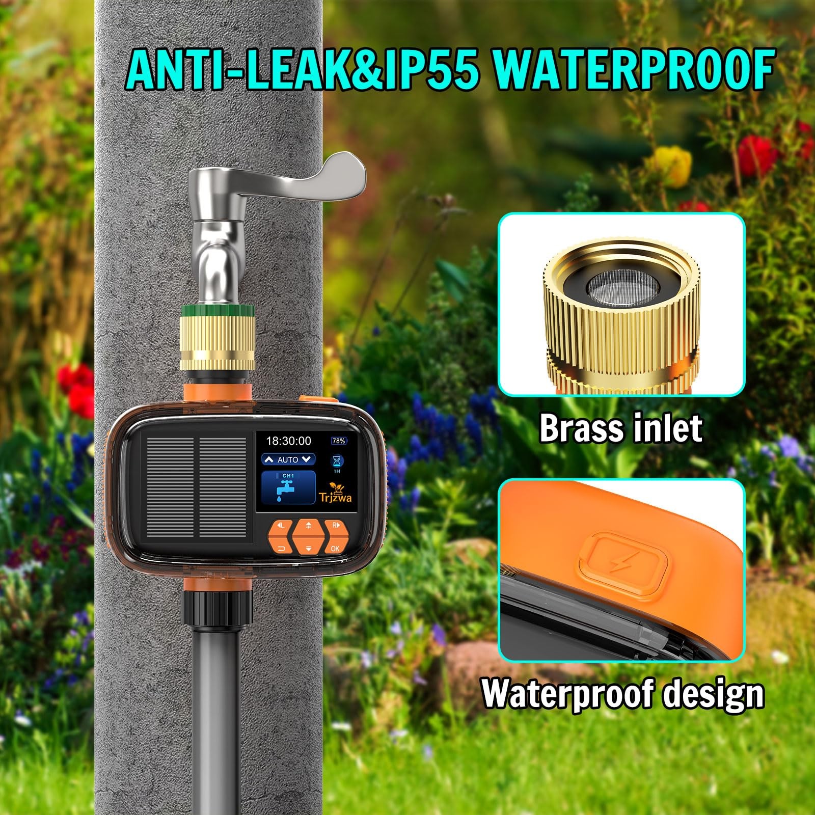 Solar Sprinkler Timer Water Timer, Irrigation System for Garden Hose Solar&Usb-