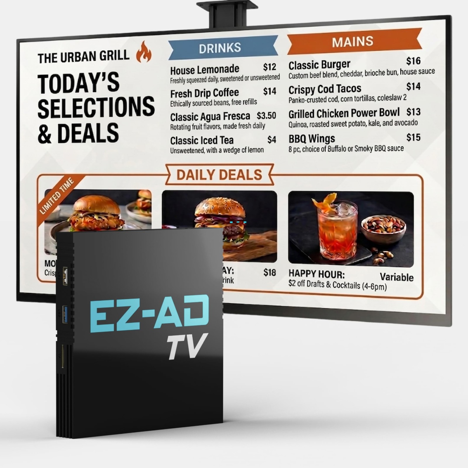 EZ AD TV Digital Signage Player - Signage For Business & Electronic Menu Boar...