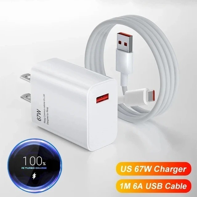 6A 67W Ultra Fast Charger Cable for Xiaomi 11 12 Lite 13T Redmi Note 10 11T 12T