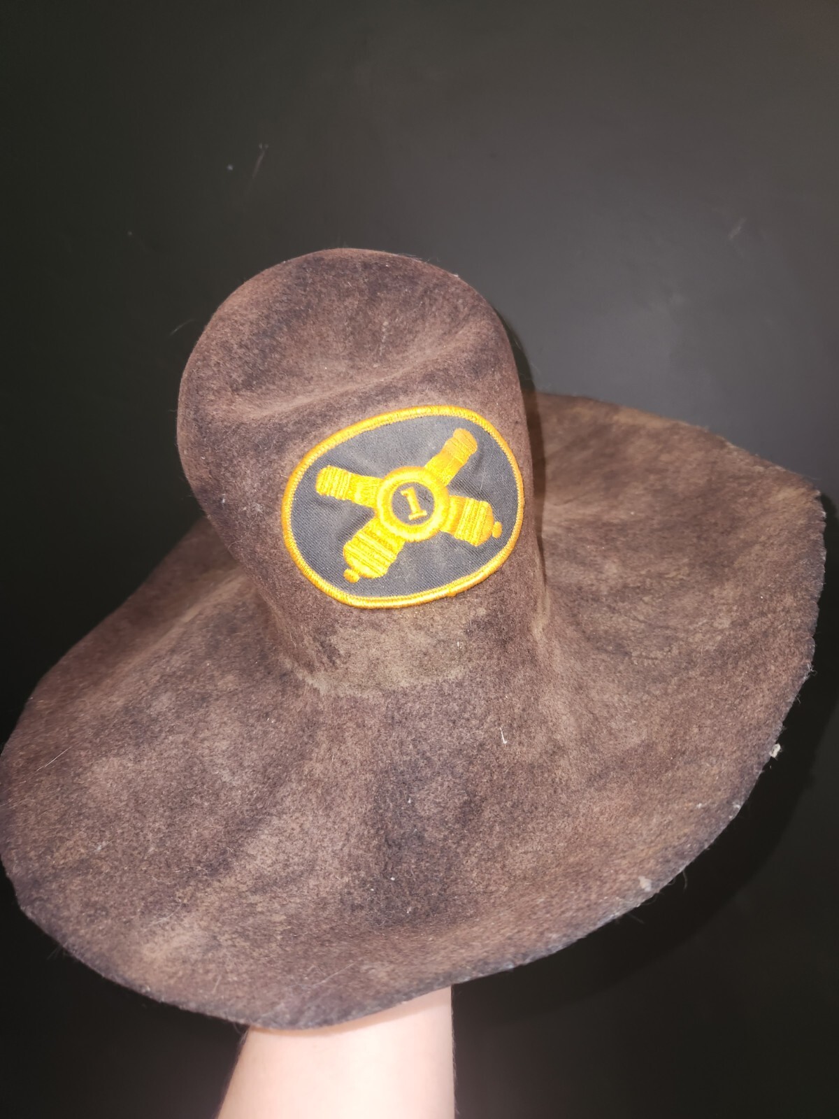 Civil War Reenactor Felt Slouch Hat Artillery Crossed Cannon Insignia Patch