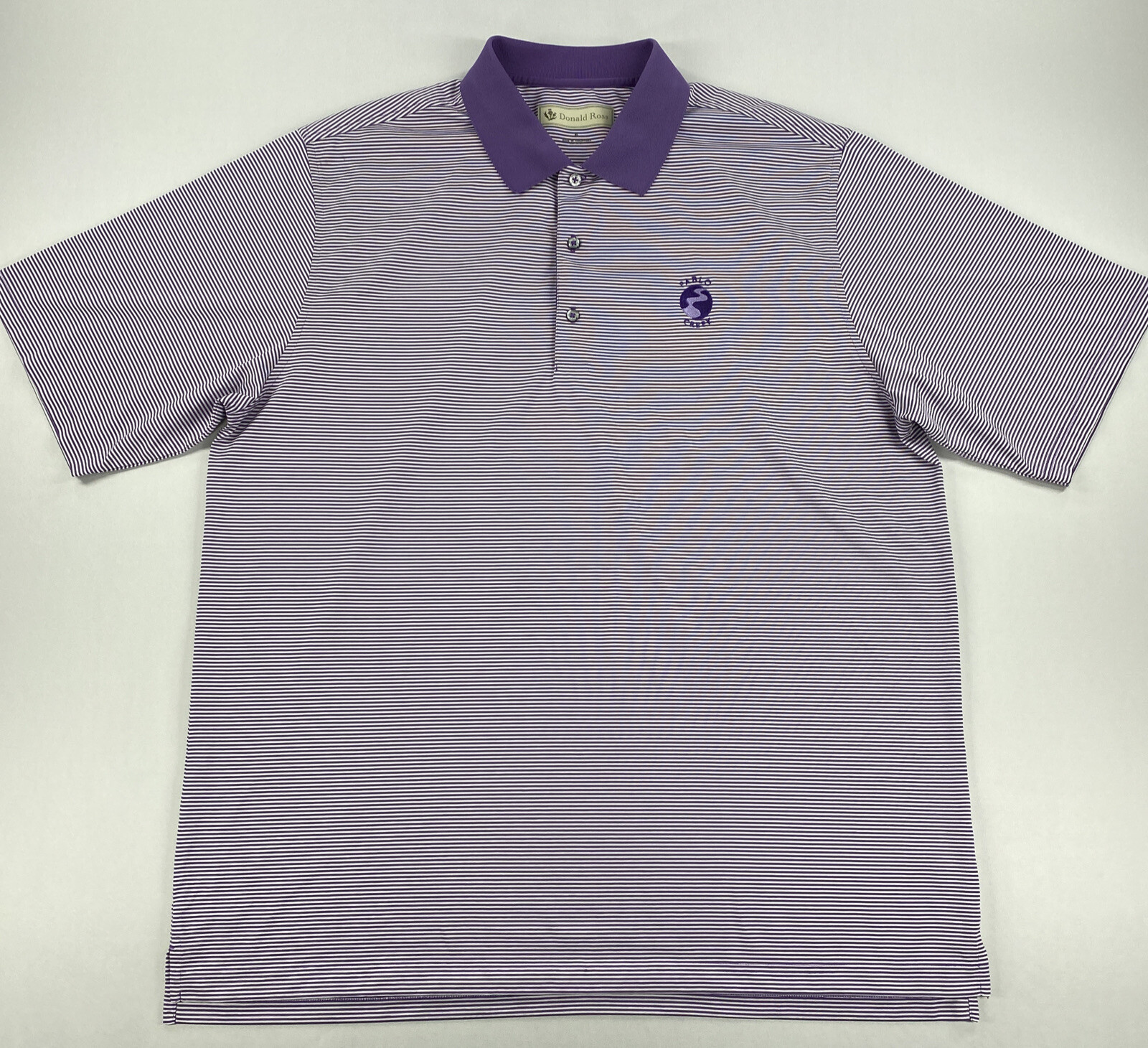 Donald Ross Mens Golf Polo Short Sleeve Shirt Purple/White Stripes Size XL