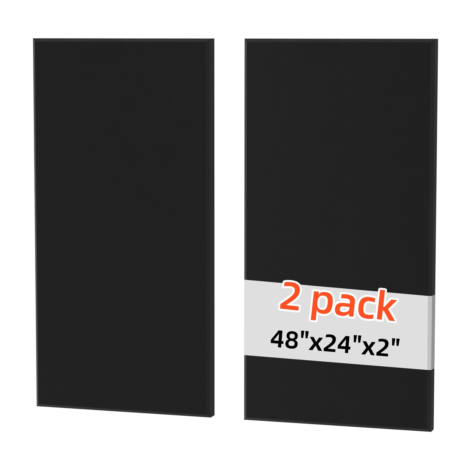 Decorative Acoustic Wall Panels 2 Pack: Fiberglass 48"x24"x2" Soundproof Panels