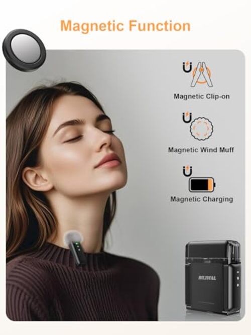 Wireless Lavalier Microphone for iPhone/Android/Laptop with Magnetic Wind