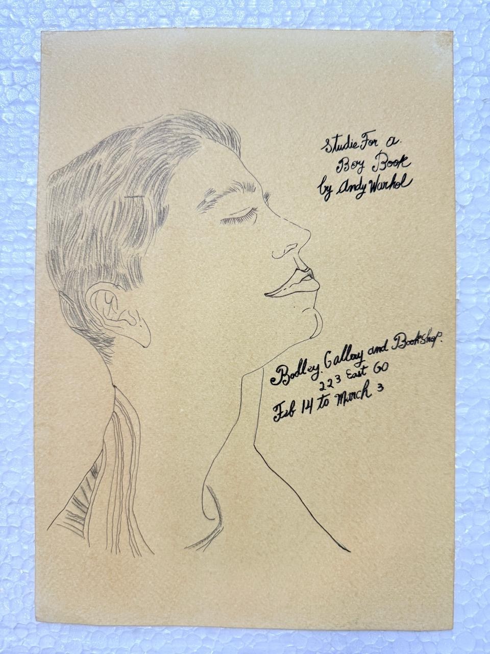 Andy Warhol (Handmade) Drawing on antique paper Signed and Sealed size 21x29.5