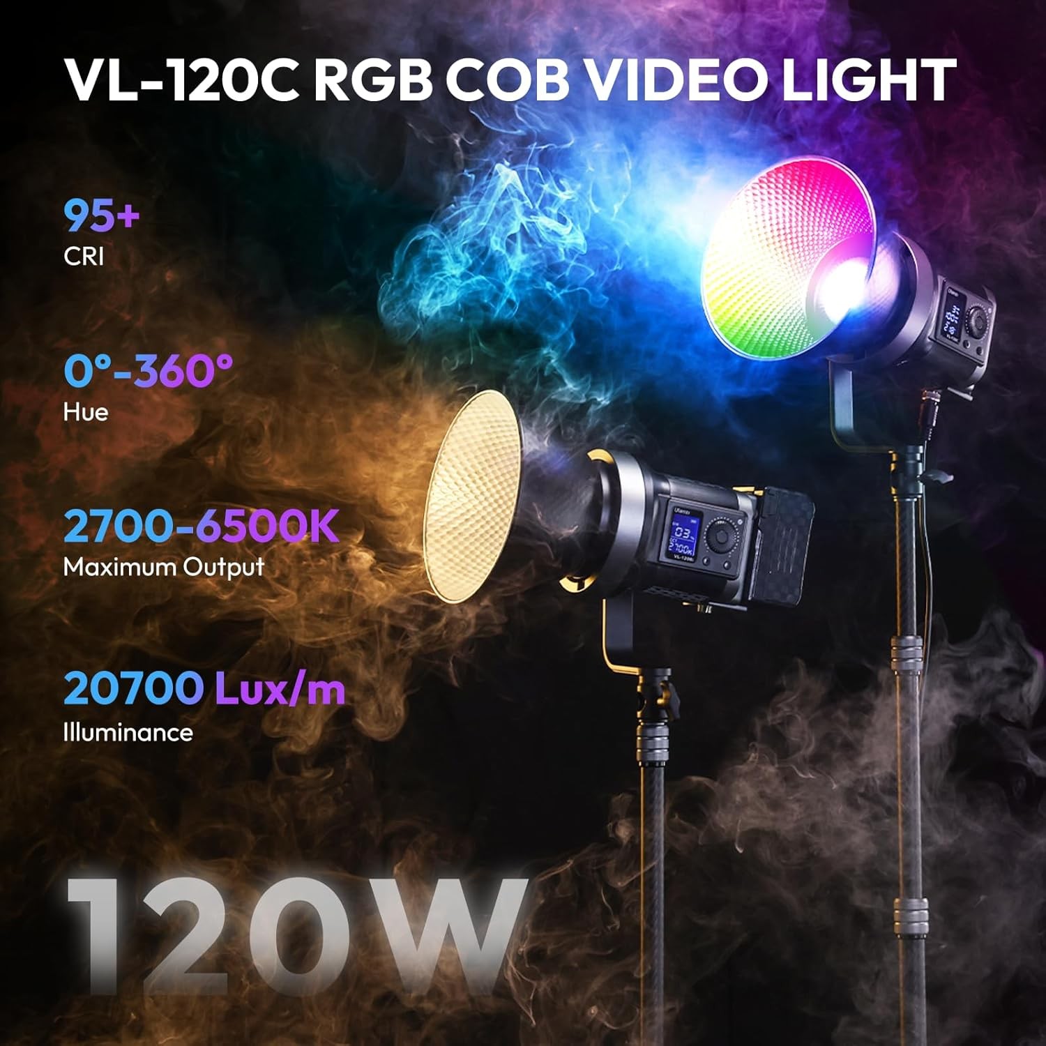COB LED Video Light 120W Studio Photography Lighting