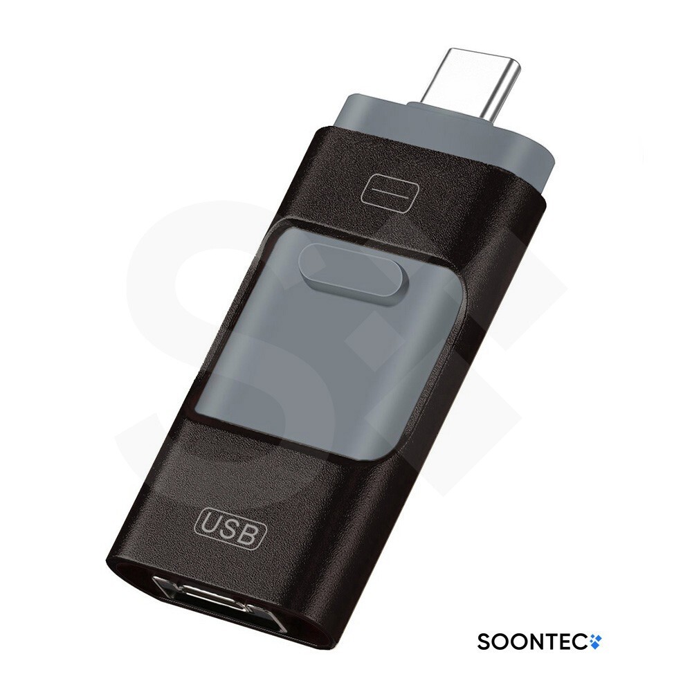 128GB BLACK 3.0 USB Flash Drive Memory Stick 3 in1 USB-C/PC/iPhone