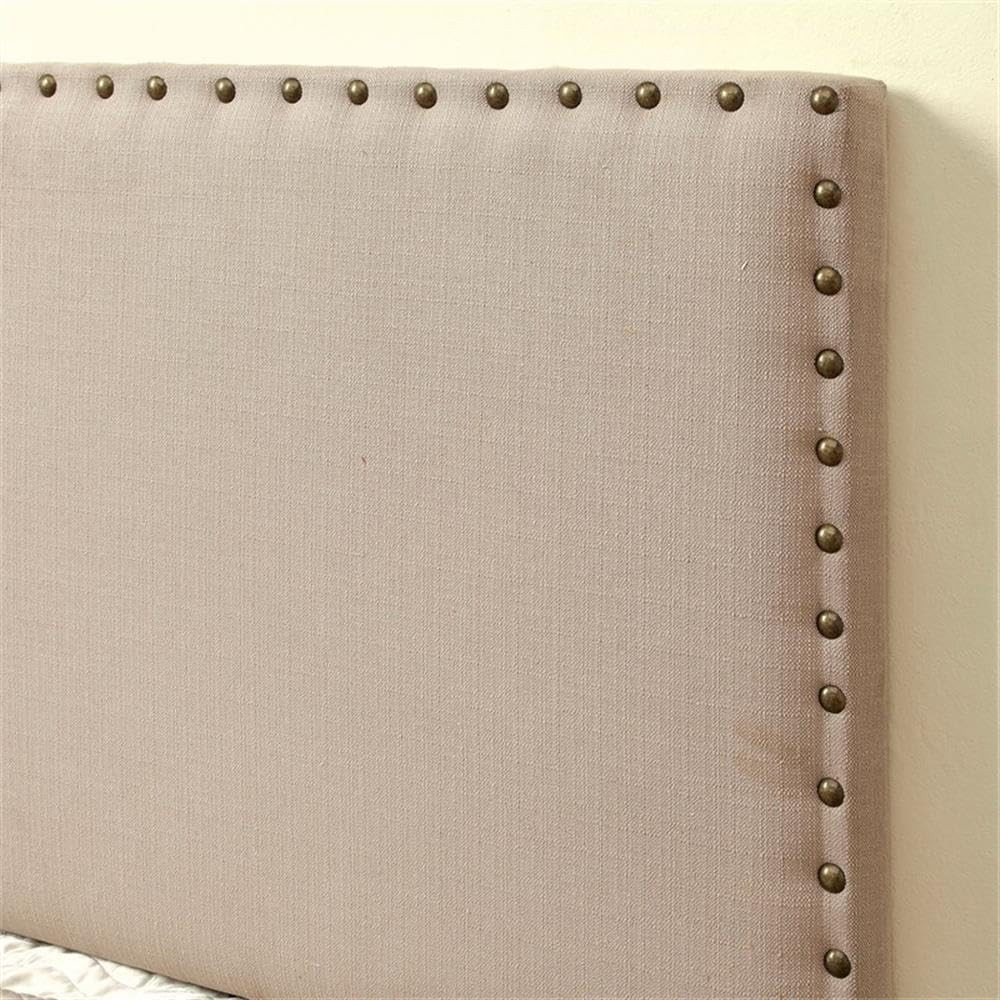 Ivory Petunia Upholstered Nailhead Trim Headboard for Full/Queen Beds