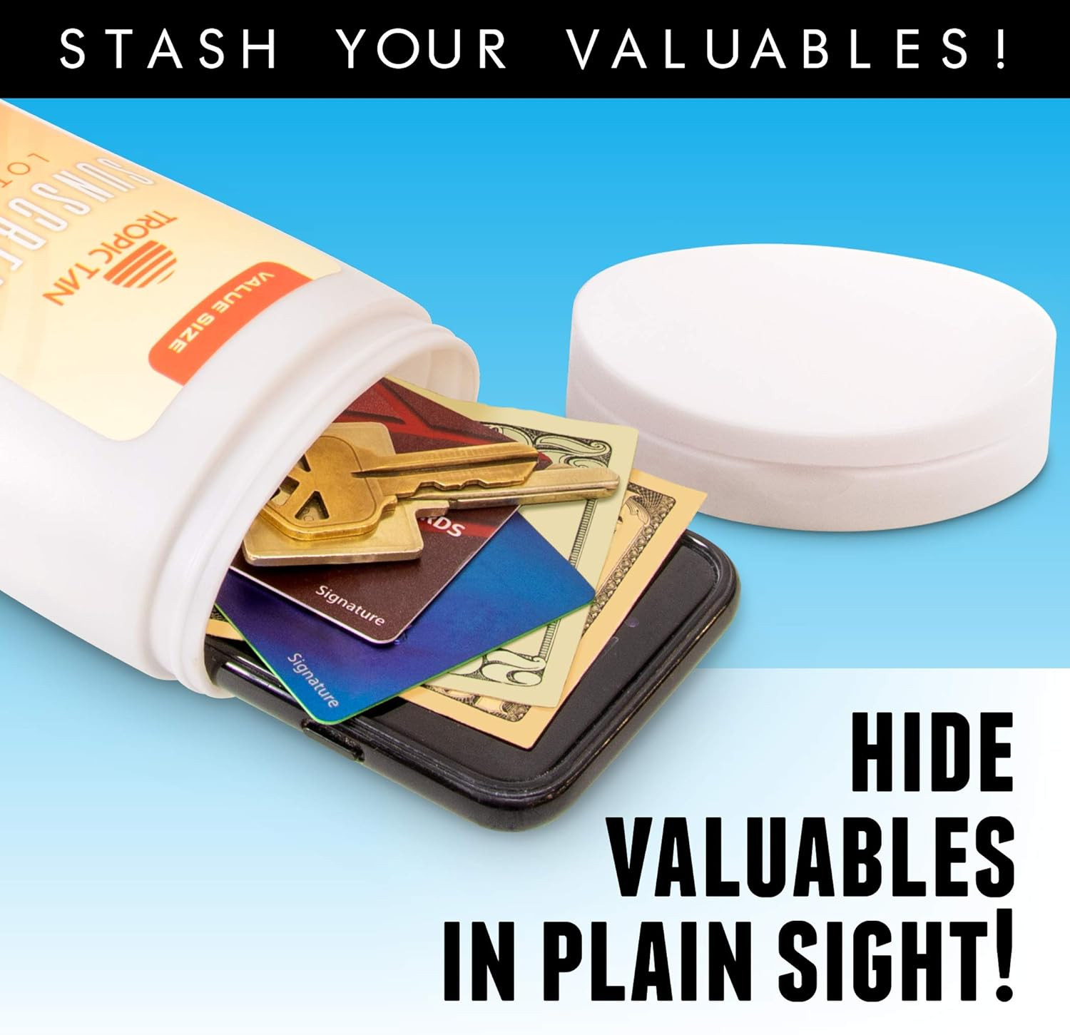 Sunscreen Diversion Safe Bottles 2 Pack - Safely Hides Your Valuables