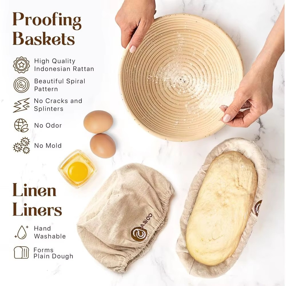 Sourdough Starter Kit Bread Baking Set Proofing Baskets Jar Artisan Bread