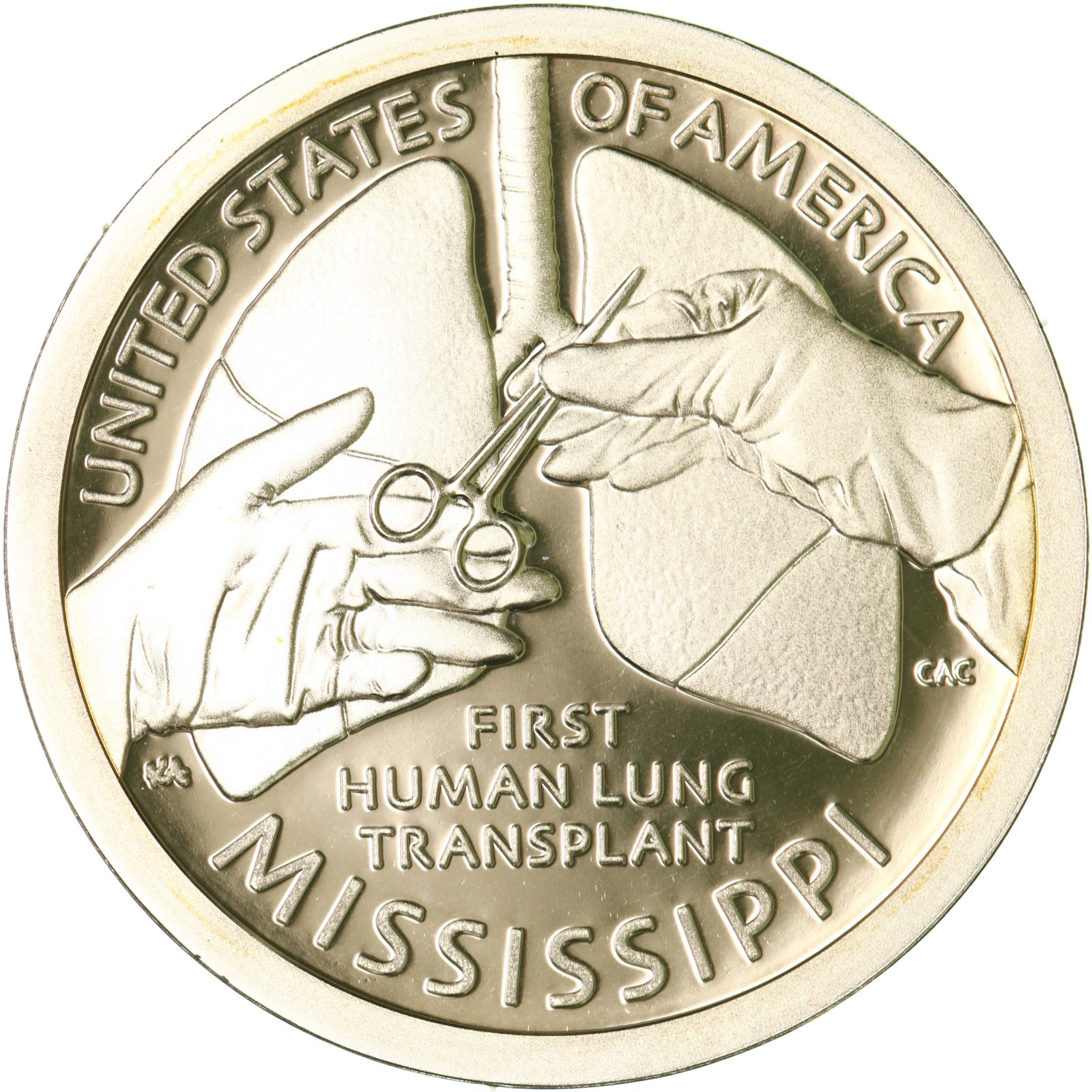 2023 S Innovation Mississippi First Human Lung Transplant Dollar Gem DCam Proof