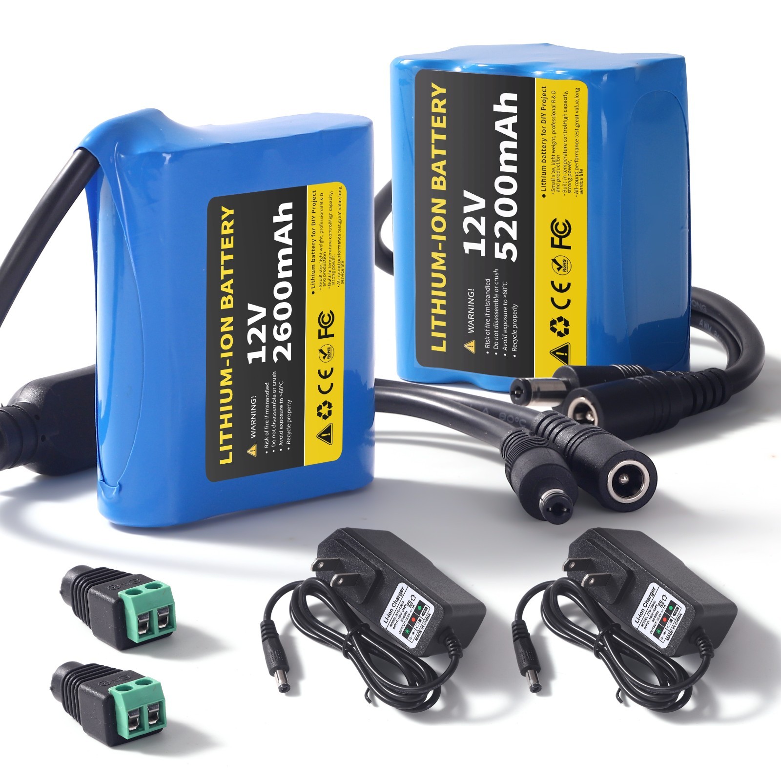 12V Rechargeable Li-ion Battery  For CCTV Camera DIY Projects With Charger