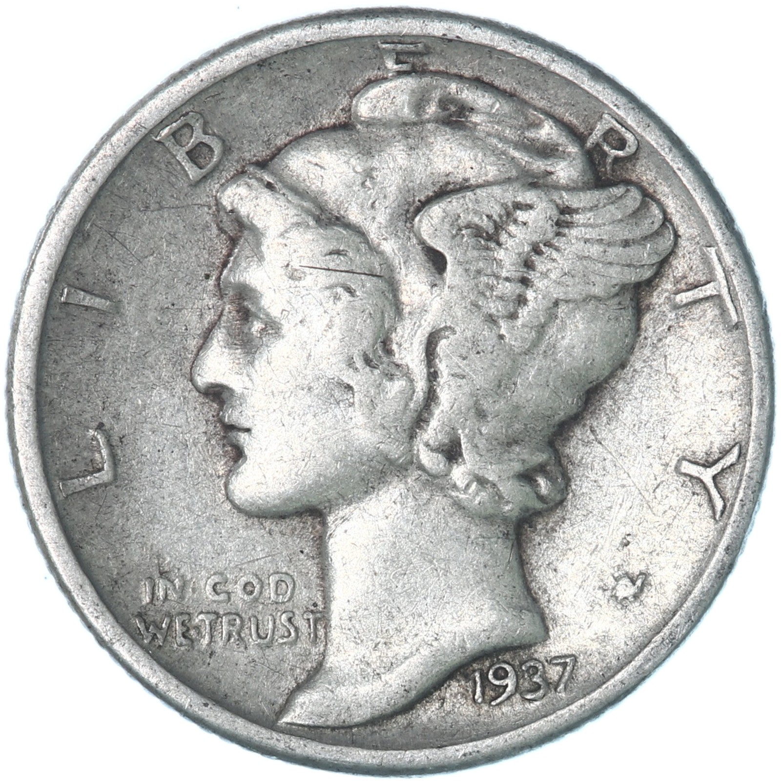 1937 (P) Mercury Dime 90% Silver Extra Fine XF