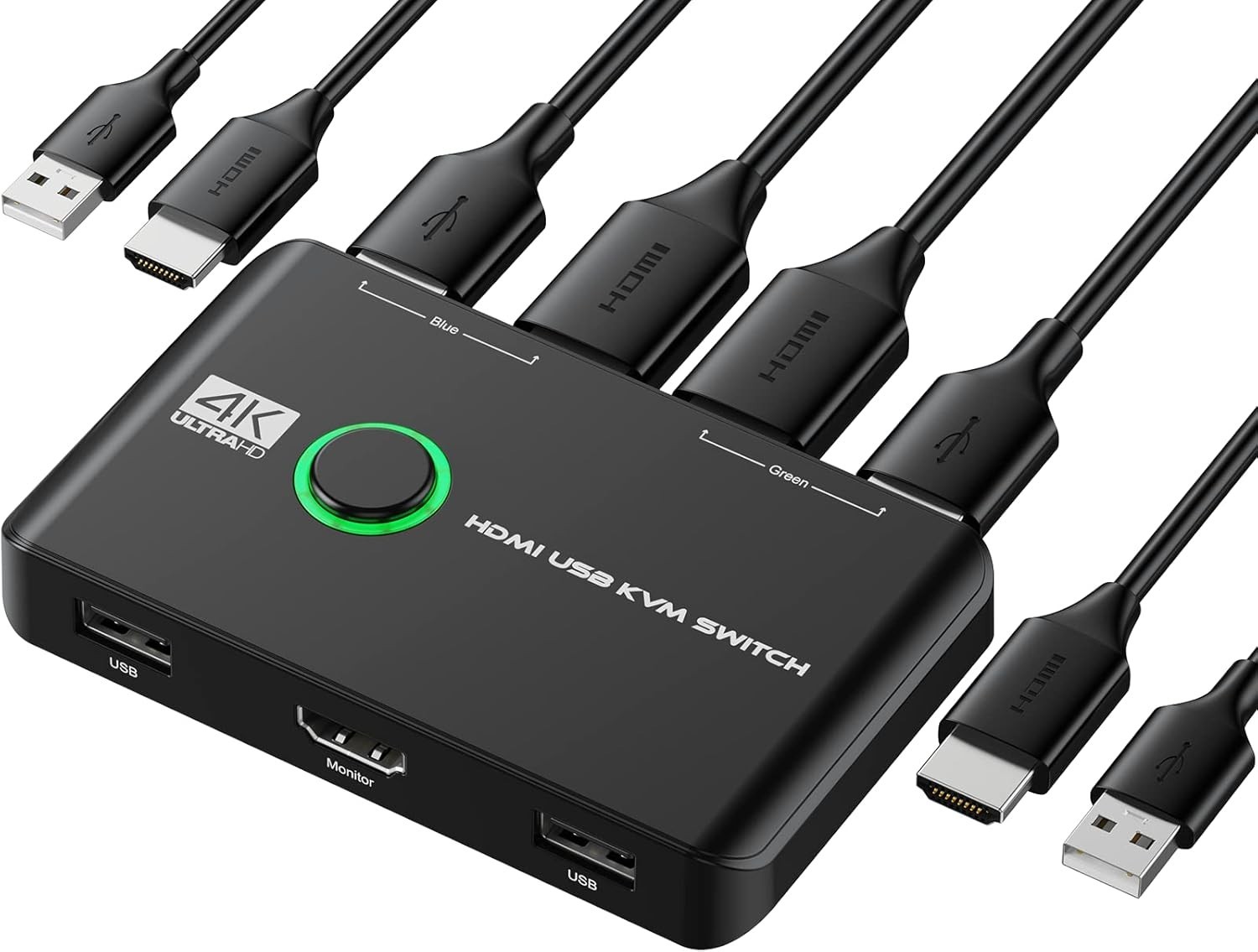 Versatile HDMI & USB KVM Switch for 2 PCs - Driver-Free Plug-and-Play Experience