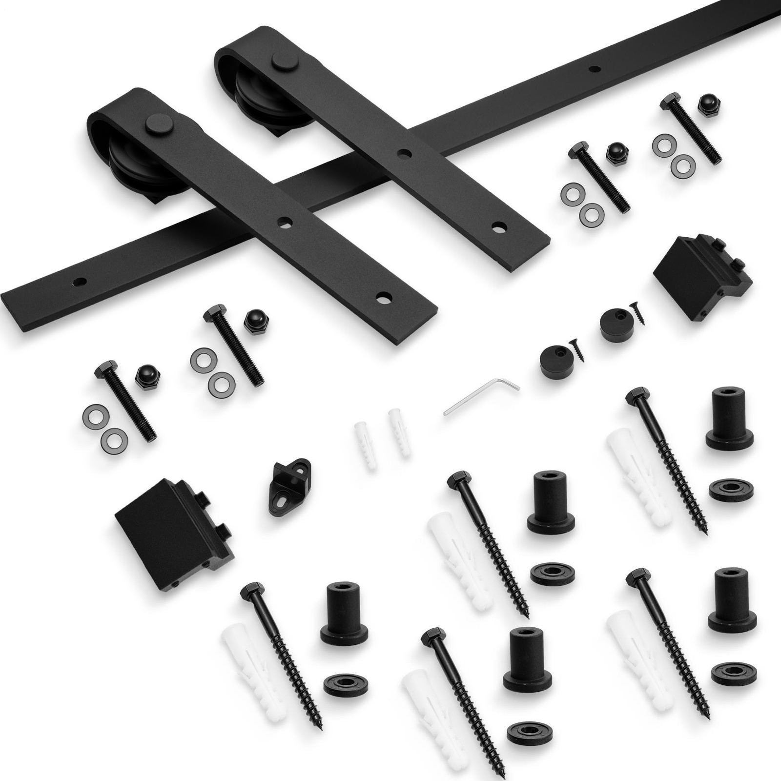6.5FT Sliding Barn Door Hardware Kit Wooden SingleDoor&Adjustable Floor Guide