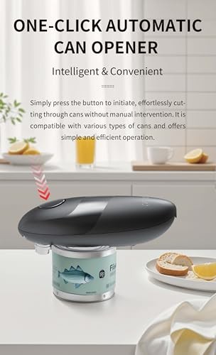Automatic Can Opener for All Sizes Smooth Edge Small Standart, Black