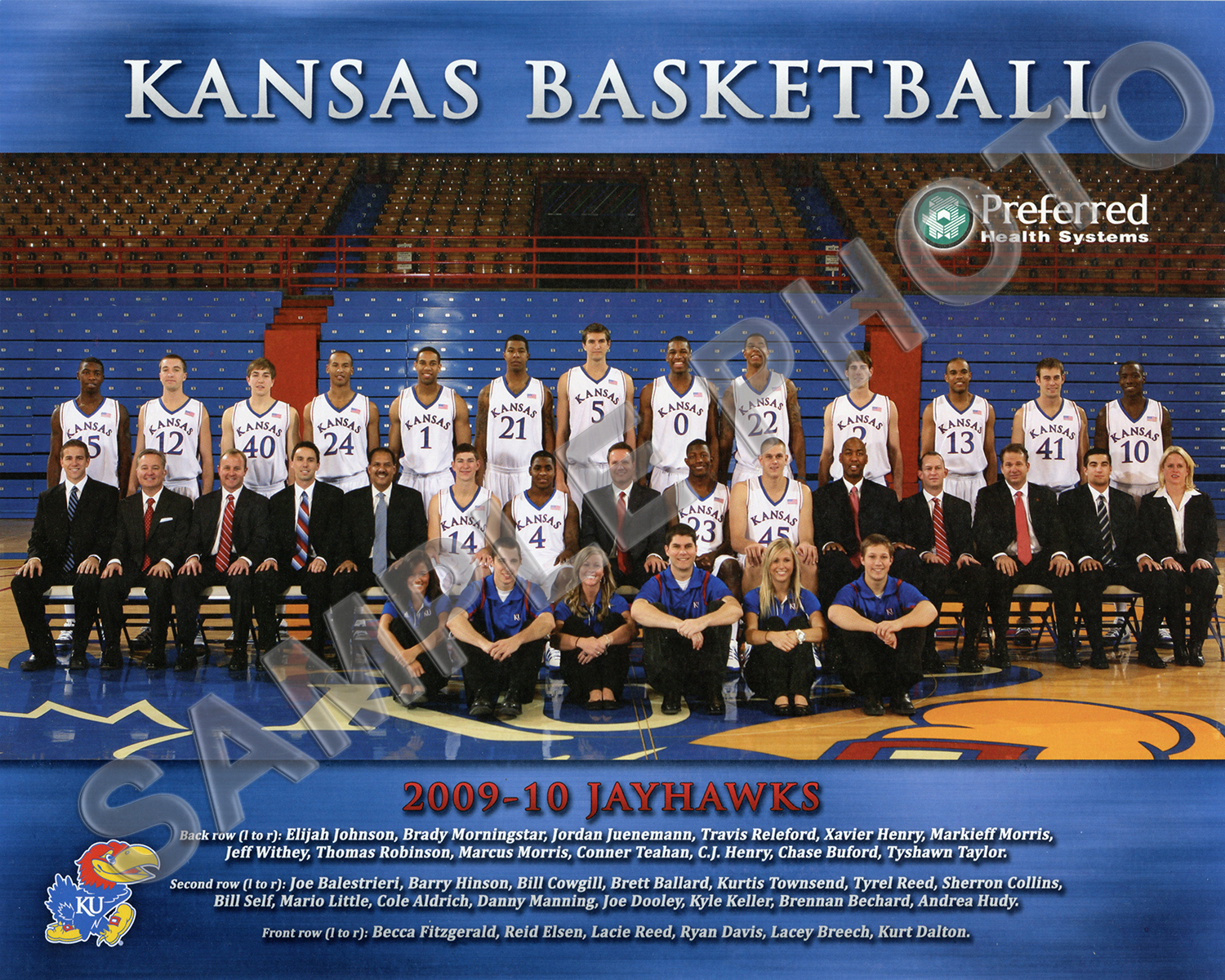 2009-2010 KANSAS JAYHAWKS BASKETBALL TEAM 8X10 PHOTO