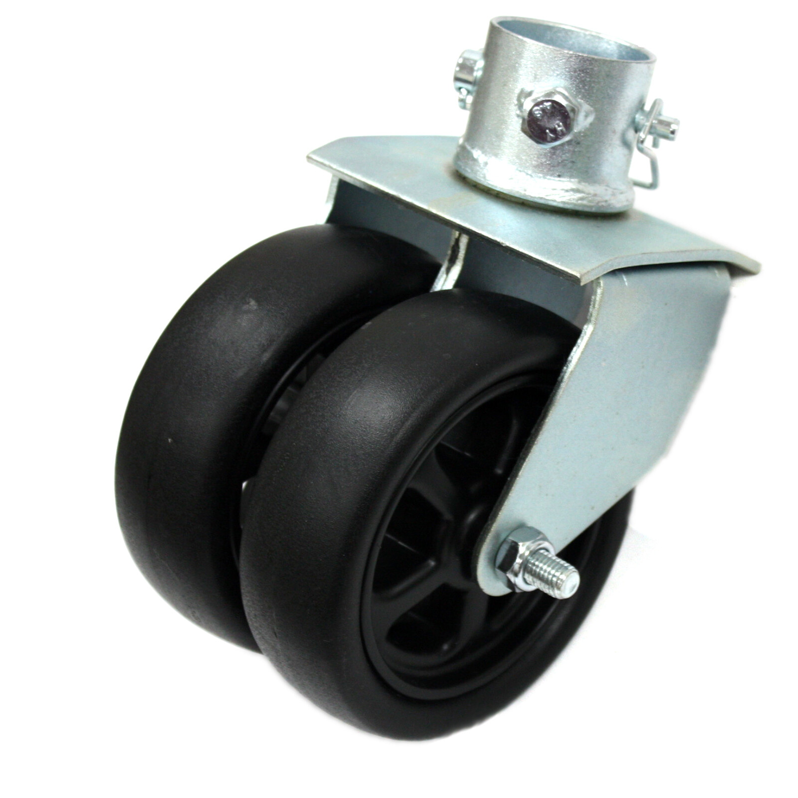 Dual 6" Trailer Jack Wheel Caster Wheels 2000lbs fits Any 2" Diameter Jack Tube