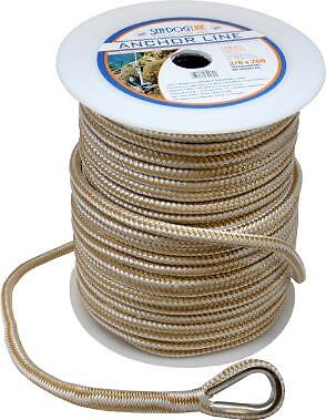 Sea-Dog Premium Anchor Line, 3/8" x 100', Gold/White, 302110100G/W-1