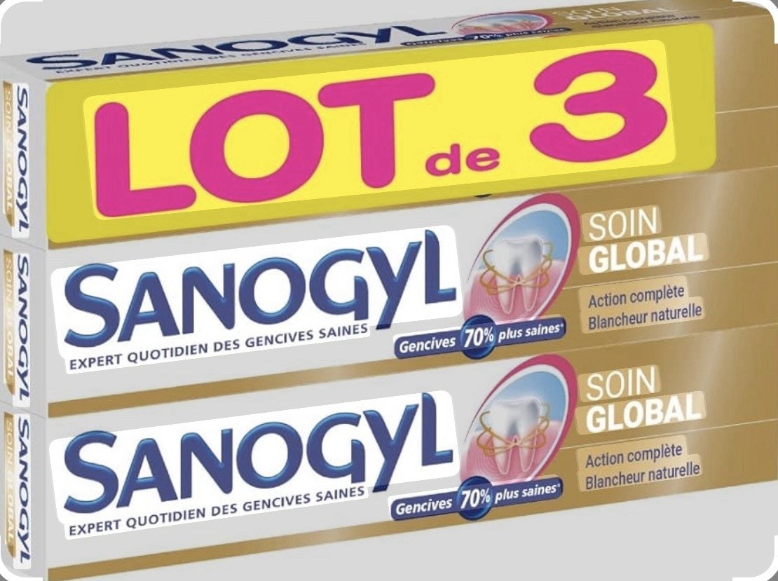 Sanogyl Soin Global Fluoride Toothpaste Lot of 3 Blancheur Naturelle