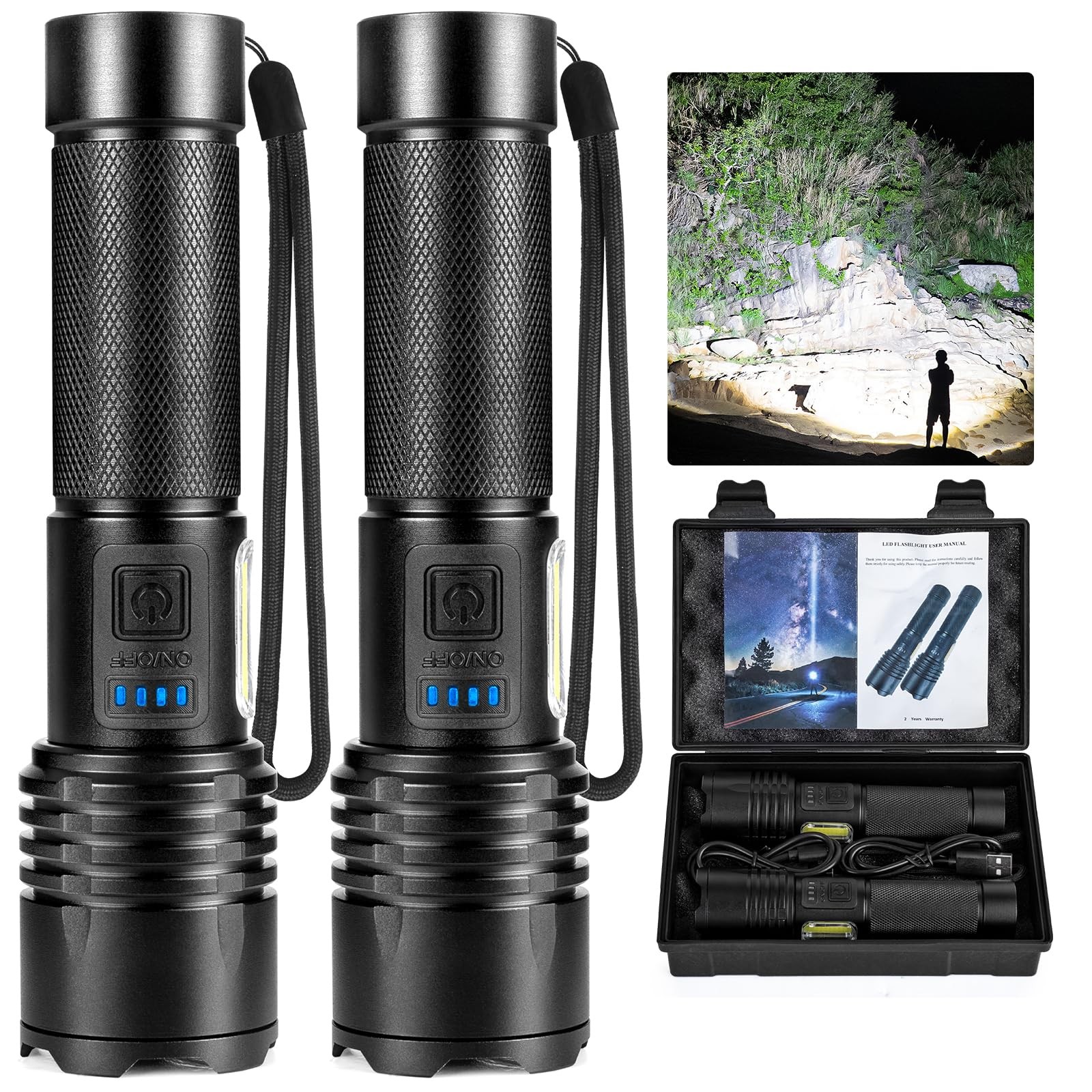 Flashlights High Lumens Rechargeable, 90000 Lumens Super Bright Led Flashligh...
