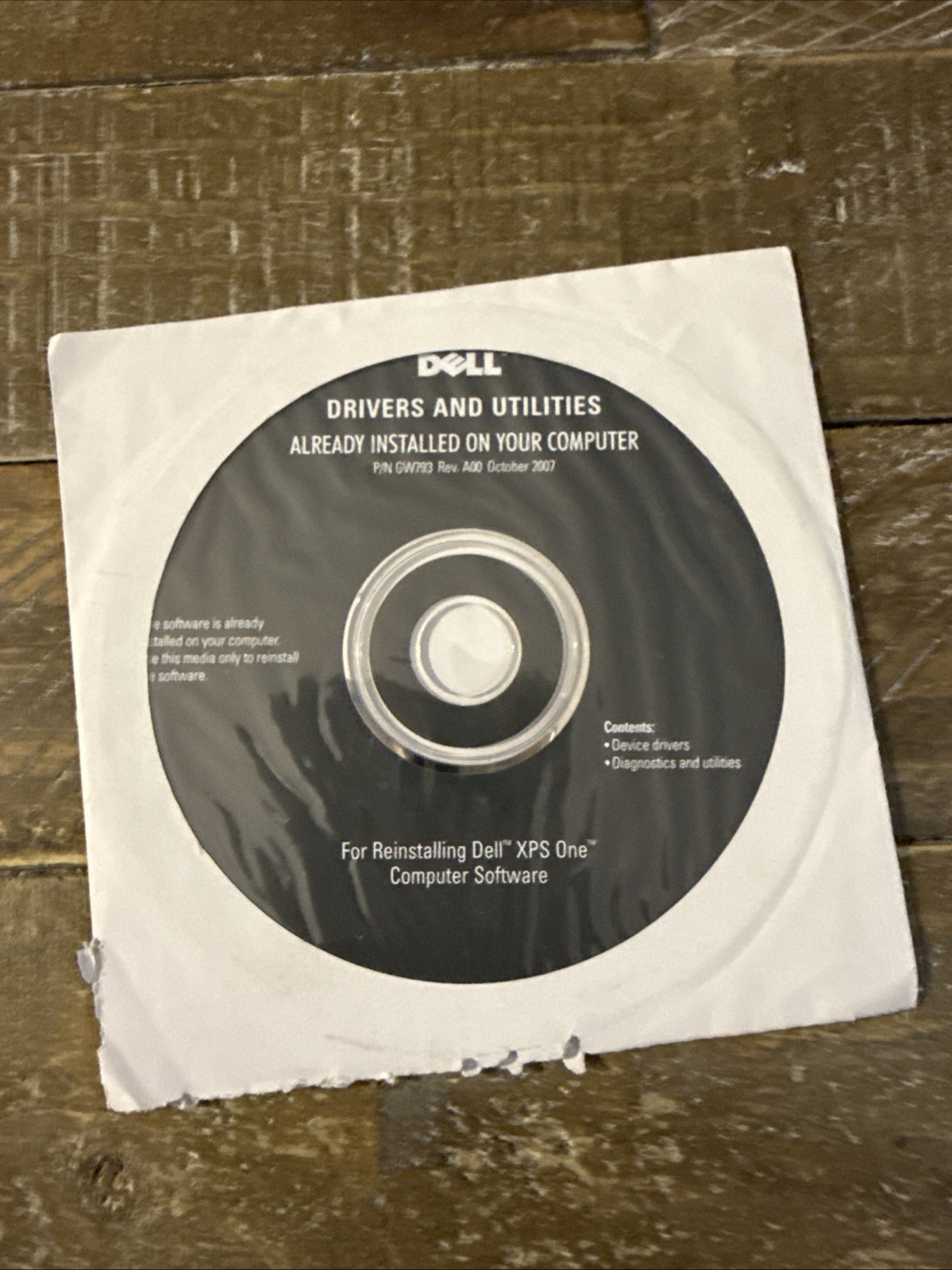 Dell Drivers & Utilities XPS One Computer Software PC Cd Rom