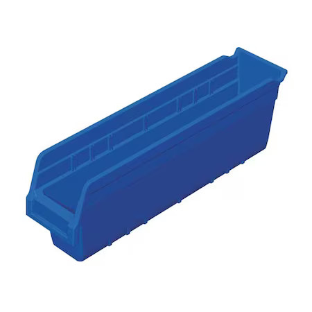 Akro-Mils 30048Blue Shelf Storage Bin, Plastic, Blue, 6 In H, 4 1/8 In W, 17