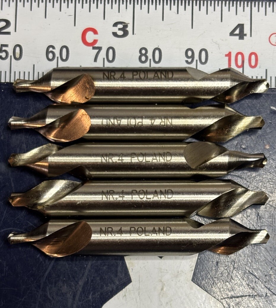 Five TMX Drill & Countersink Plain Type LH #4 - M42 5-601-025L Cobalt Double End