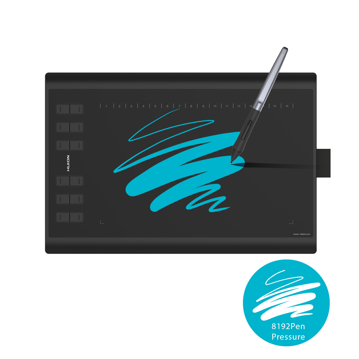 Huion H1060P 10x6.25'' Graphic Drawing Tablet Tilt 8192 Battery Free Pen Stylus