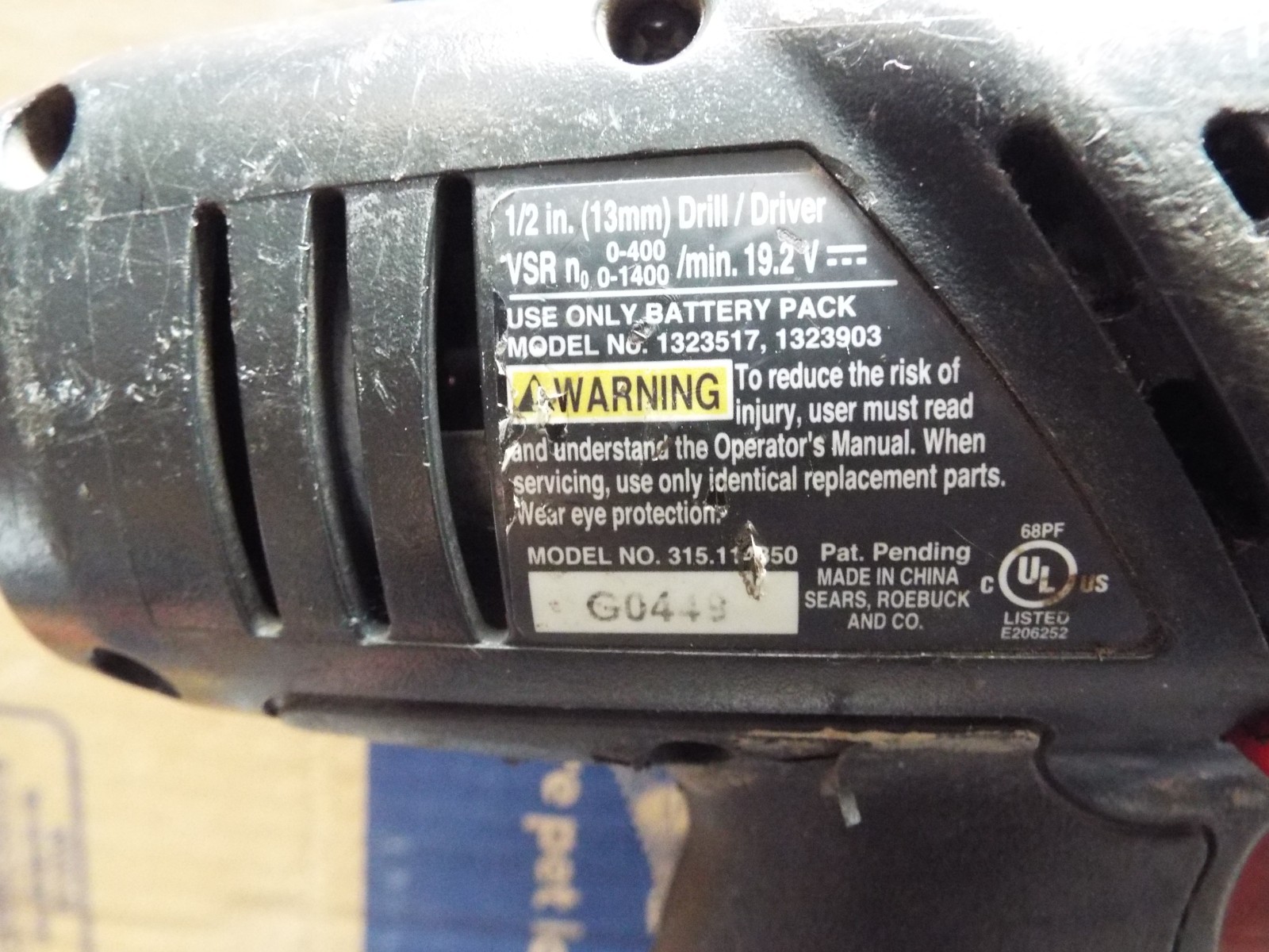 Craftsman 19.2V Volt Cordless 1/2"  Drill/Driver 315.115850. (E)