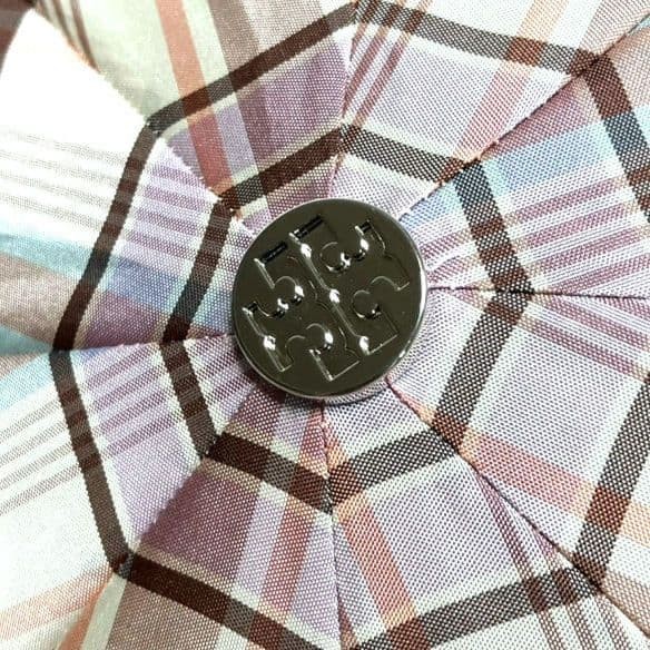 Tory Burch Folding Umbrella Check Pattern Sun/Rain Neutral Multi Nylon
