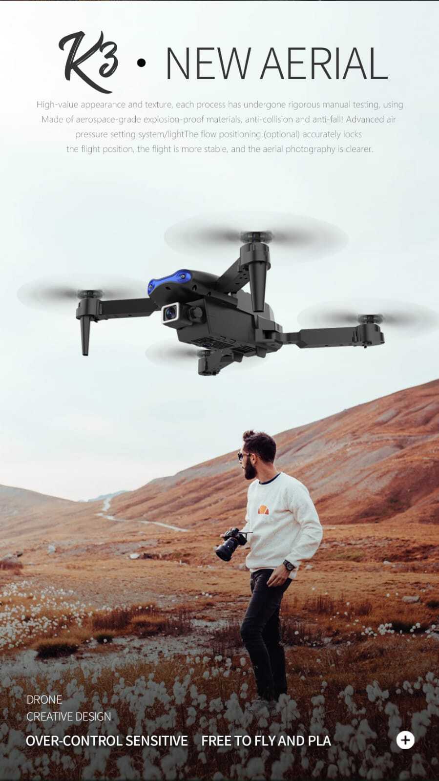 New RC Drone With 4K HD Camera WiFi FPV Foldable Quadcopter