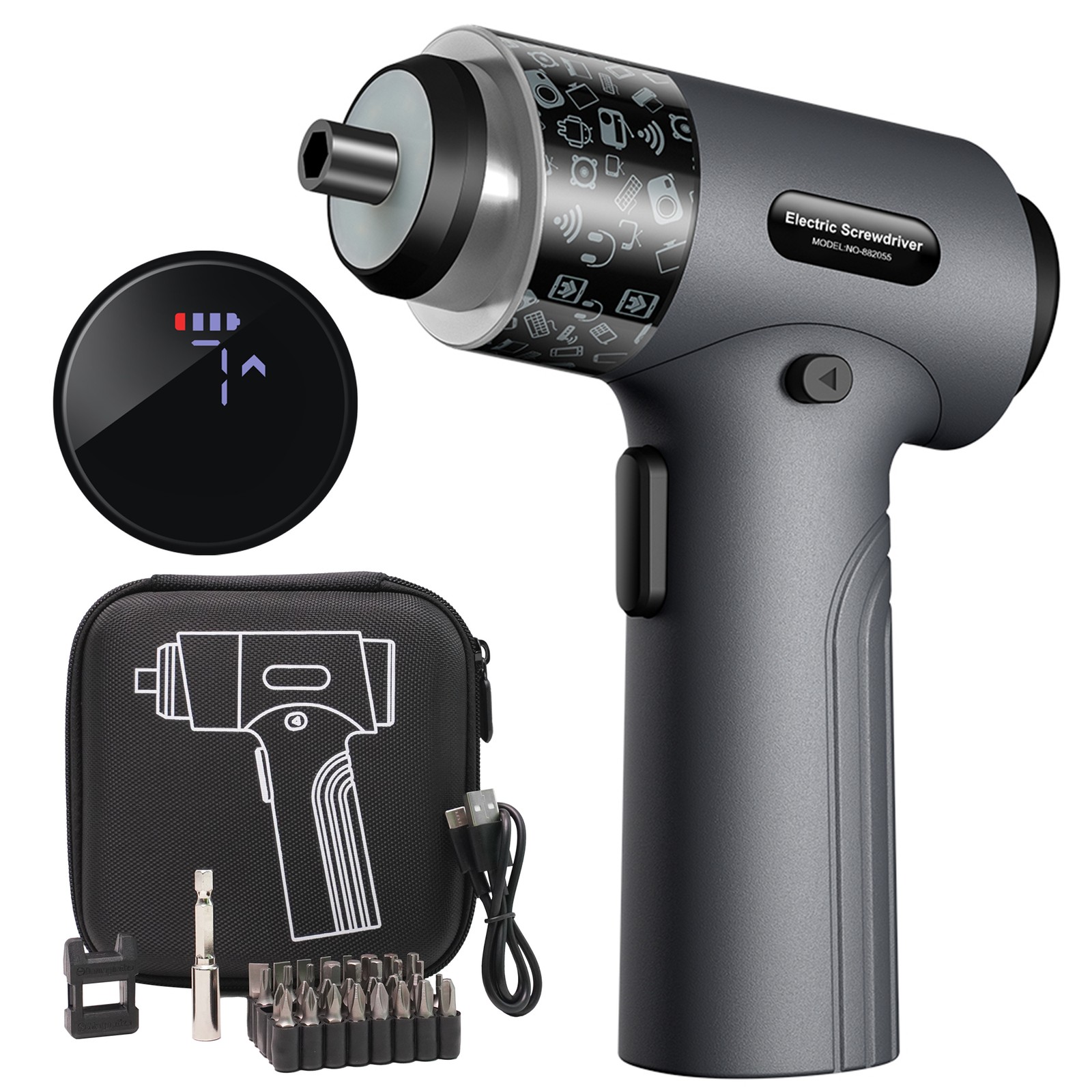 ANXTECH Cordless Electric Screwdriver Set Screw Gun Tool with LED Light Gift