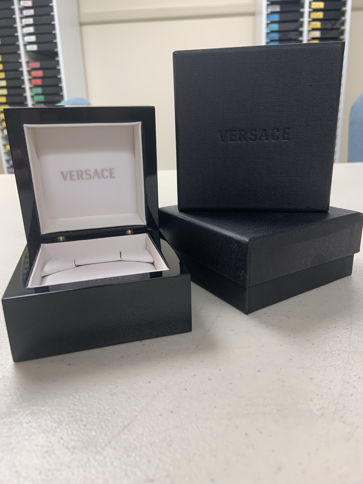 Versace Black/White Single Watch Presentation Box, Holds 1-3