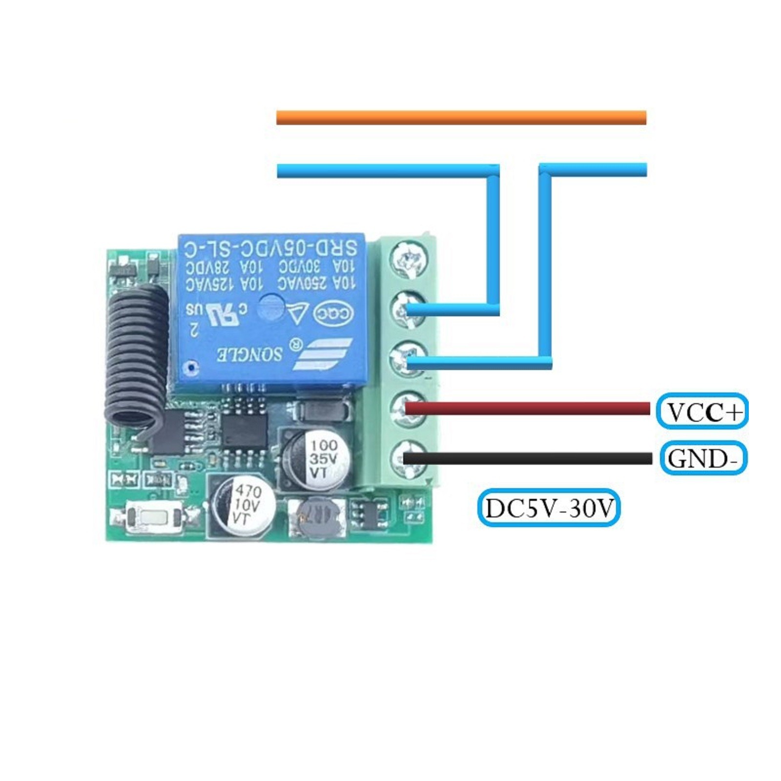 433Mhz 5V-30V 1CH Universal Wireless Remote Control Switch Relay Receiver Module