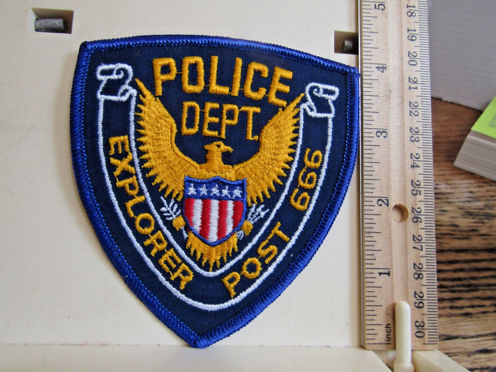 VINTAGE Peoria Illinois IL Explorer Police Patch Post 666 eagle cheesecloth NM