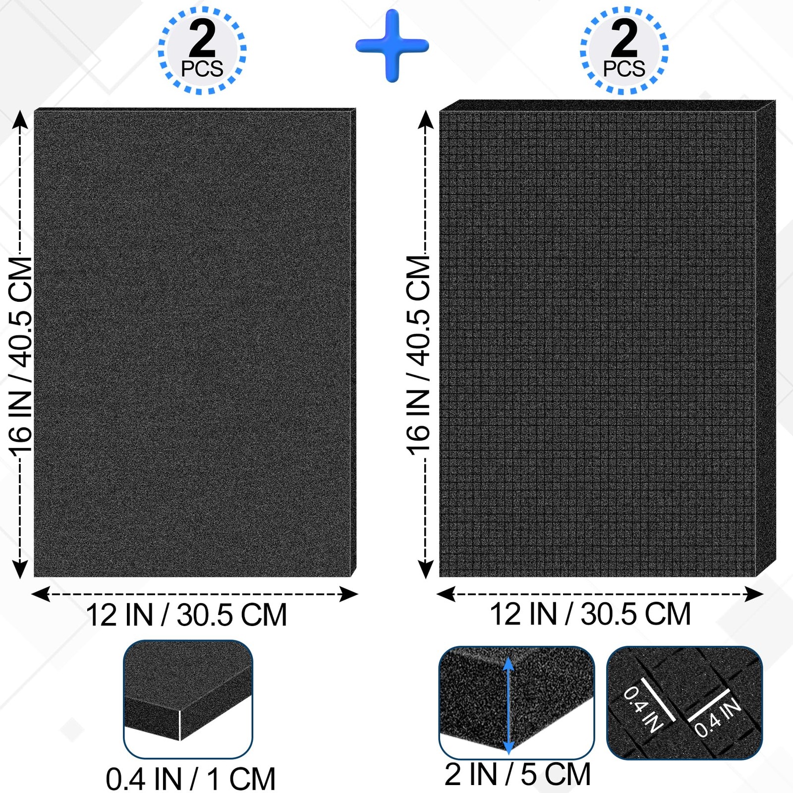 4 Pcs Pick and Pluck Foam Sheets 2 Size Polyurethane Pick Apart Foam Inserts ...