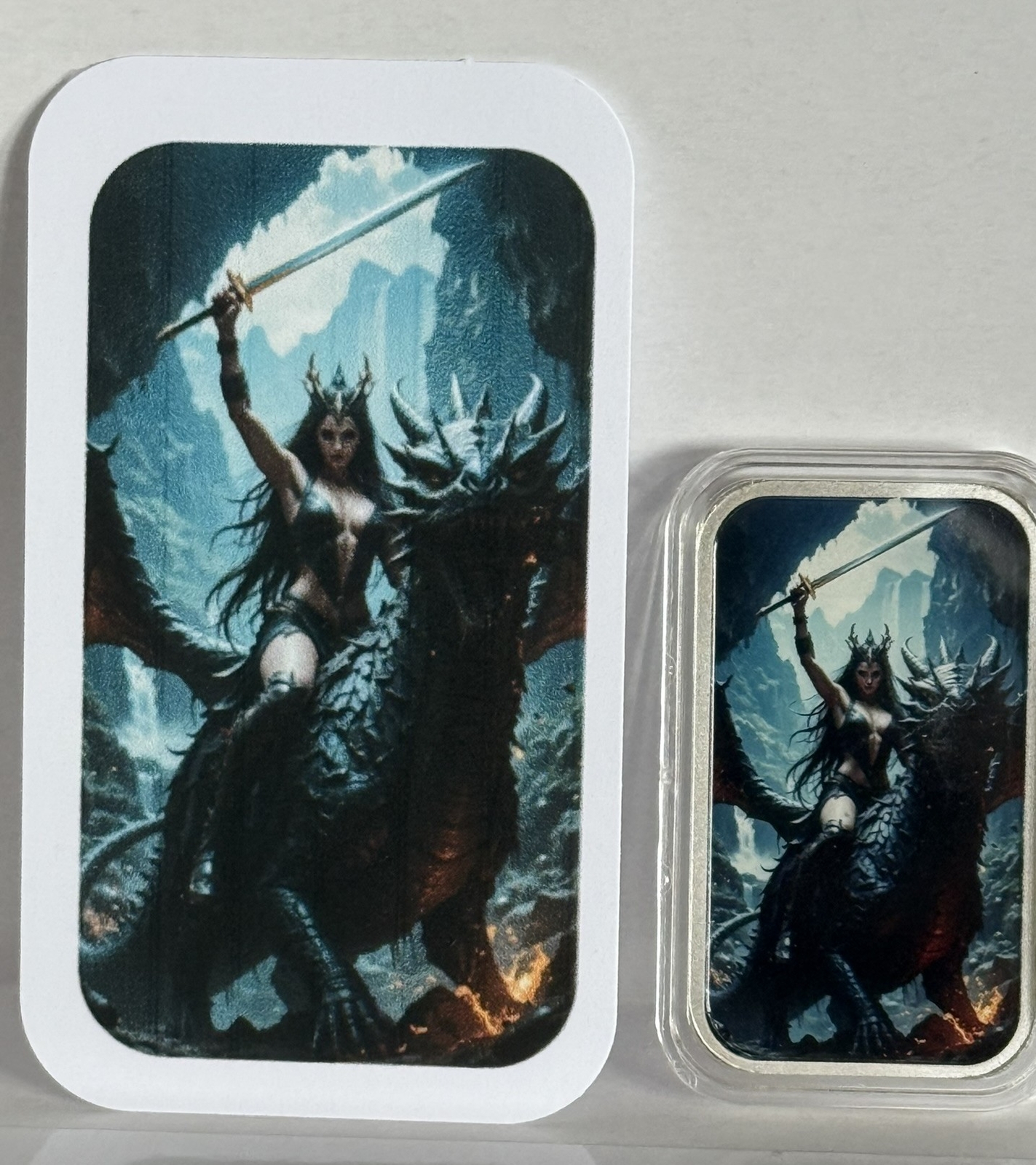 Hayleybug 1 oz Apex Rider Woman Dragon silver Art Bar with COA mintage 15